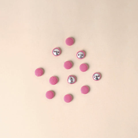  Pink Handmade Fabric Button Small at iTokri