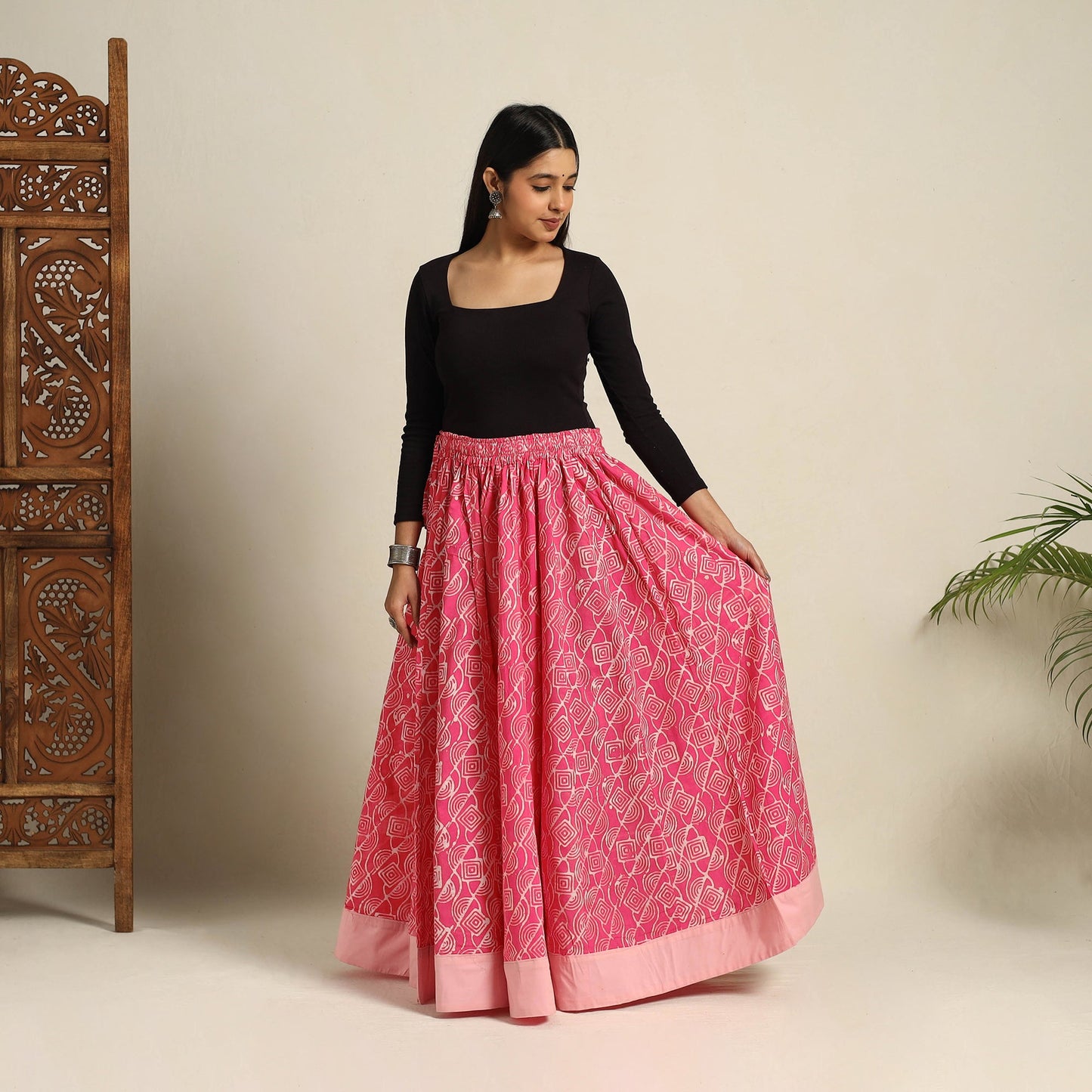 24 Kali Patchwork Batik Print Cotton Long Skirt 05