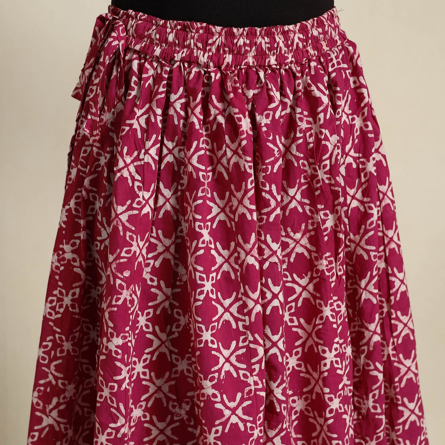 Pink 24 Kali  Patchwork Batik Print Cotton Long Skirt