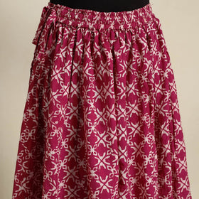 Pink 24 Kali  Patchwork Batik Print Cotton Long Skirt
