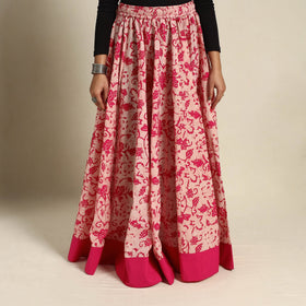 Pink 24 Kali  Patchwork Batik Print Cotton Long Skirt