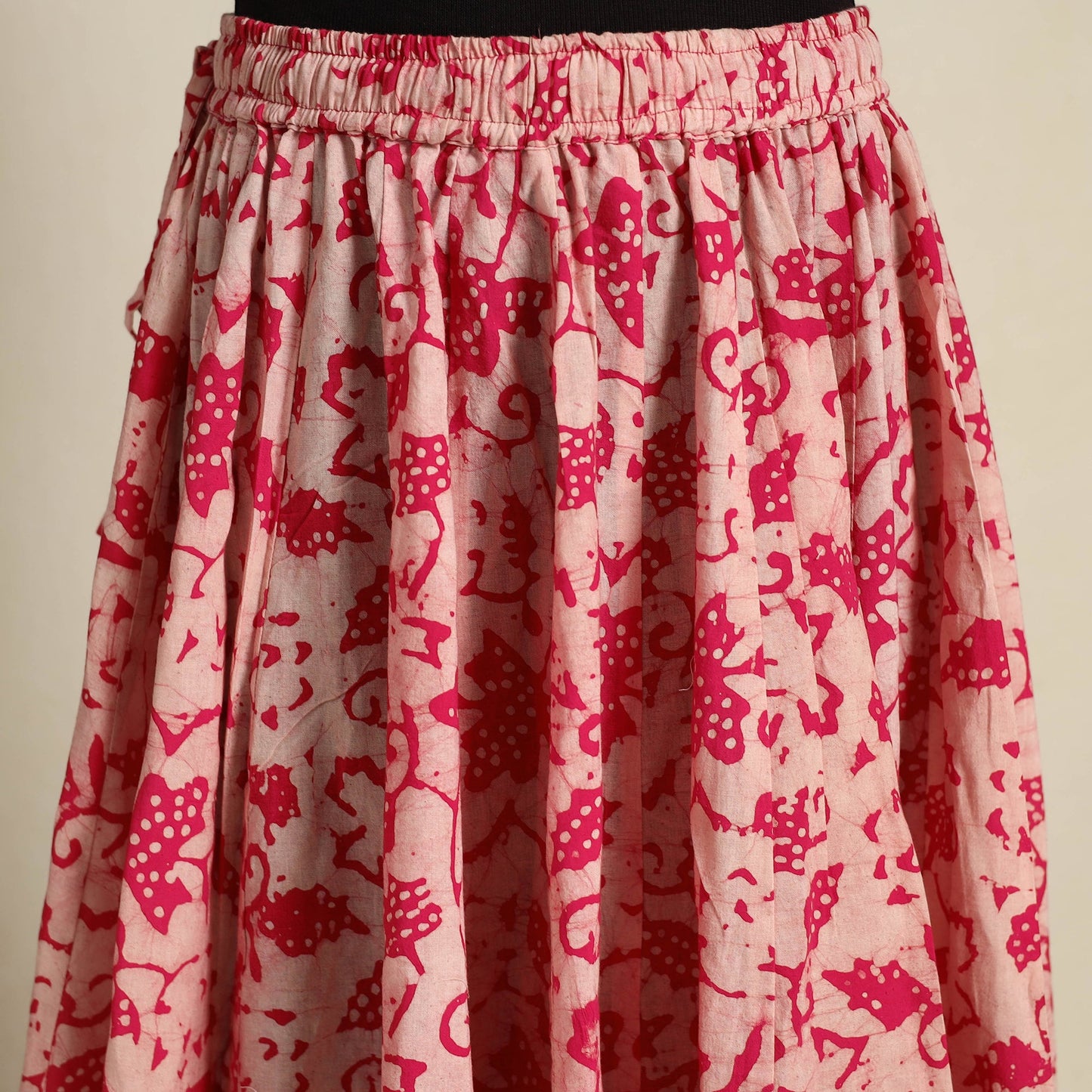 Pink 24 Kali  Patchwork Batik Print Cotton Long Skirt