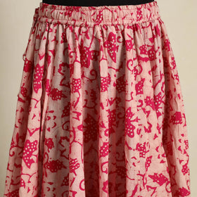Pink 24 Kali  Patchwork Batik Print Cotton Long Skirt