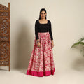 Pink 24 Kali  Patchwork Batik Print Cotton Long Skirt