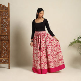 Pink 24 Kali  Patchwork Batik Print Cotton Long Skirt