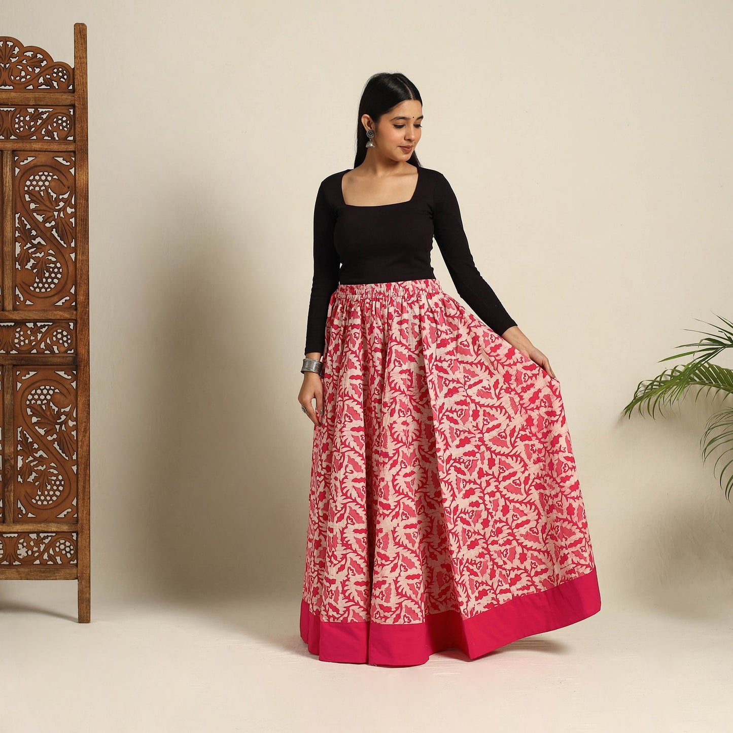 24 Kali Patchwork Batik Print Cotton Long Skirt 32