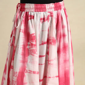 Pink - 24 Kali Shibori Tie-Dye Cotton Long Skirt with Ikat Border 09