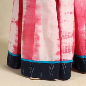 Pink - 24 Kali Shibori Tie-Dye Cotton Long Skirt with Ikat Border 09