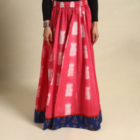  24 Kali Pink Patchwork Cotton Long Shibori Tie-Dye Skirt