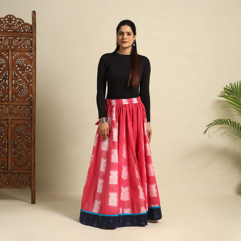 Buy 24 Kali Pink Patchwork Cotton Long Shibori Tie-Dye Skirt