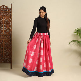 Buy 24 Kali Pink Patchwork Cotton Long Shibori Tie-Dye Skirt