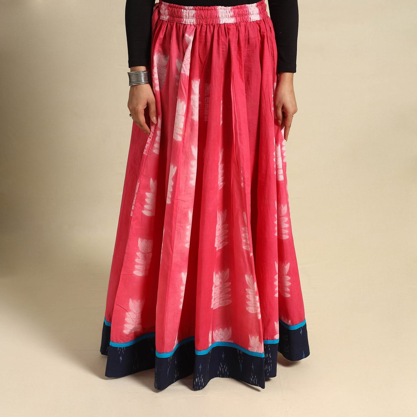 Buy 24 Kali Pink Patchwork Cotton Long Shibori Tie-Dye Skirt