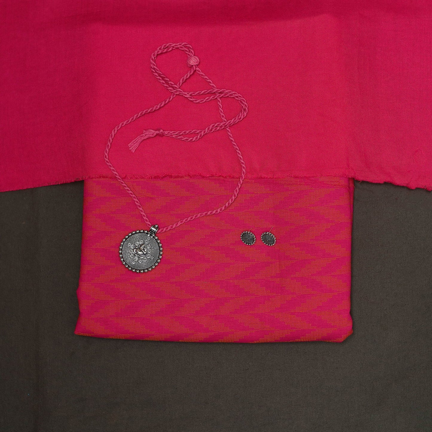 Pink - 2pc cotton unstitched jacquard dress material