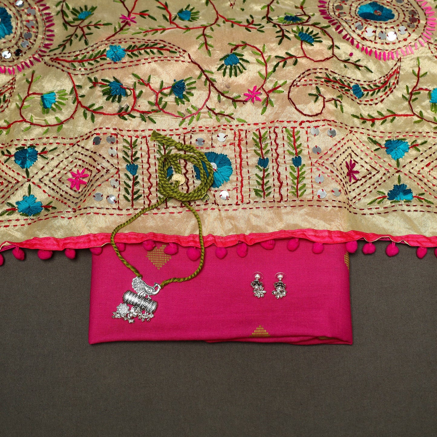 Pink - 2pc cotton unstitched jacquard dress material