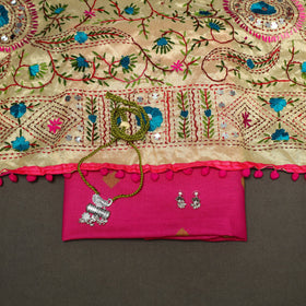 Pink - 2pc cotton unstitched jacquard dress material