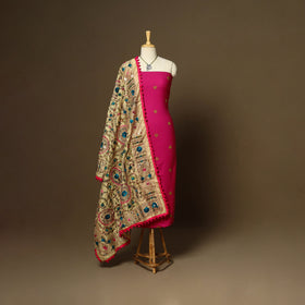 Pink - 2pc cotton unstitched jacquard dress material