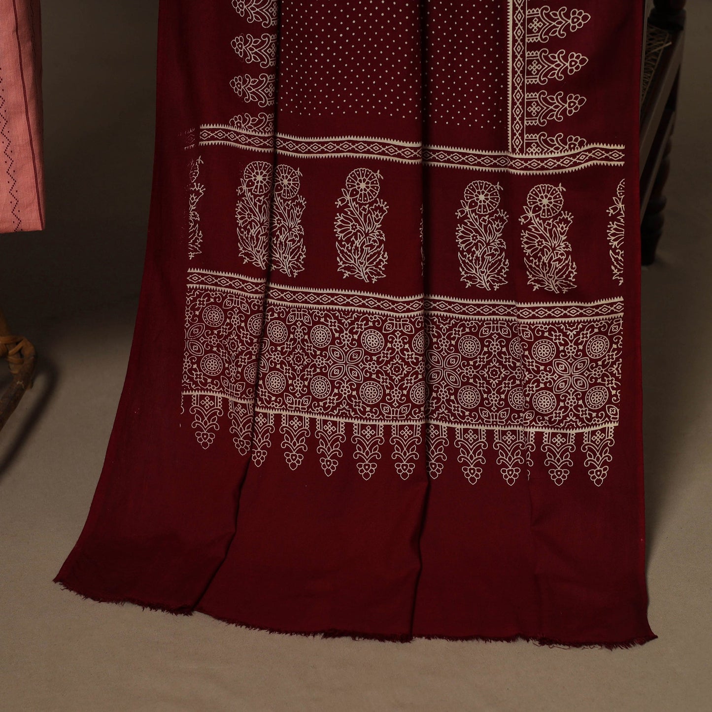 Pink - 2pc cotton unstitched jacquard dress material