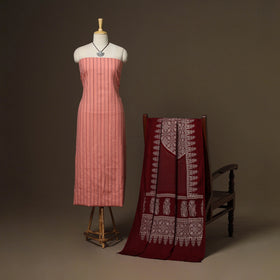 Pink - 2pc cotton unstitched jacquard dress material