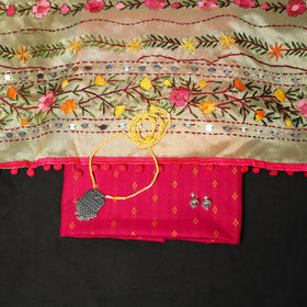 Pink - 2pc cotton unstitched jacquard dress material