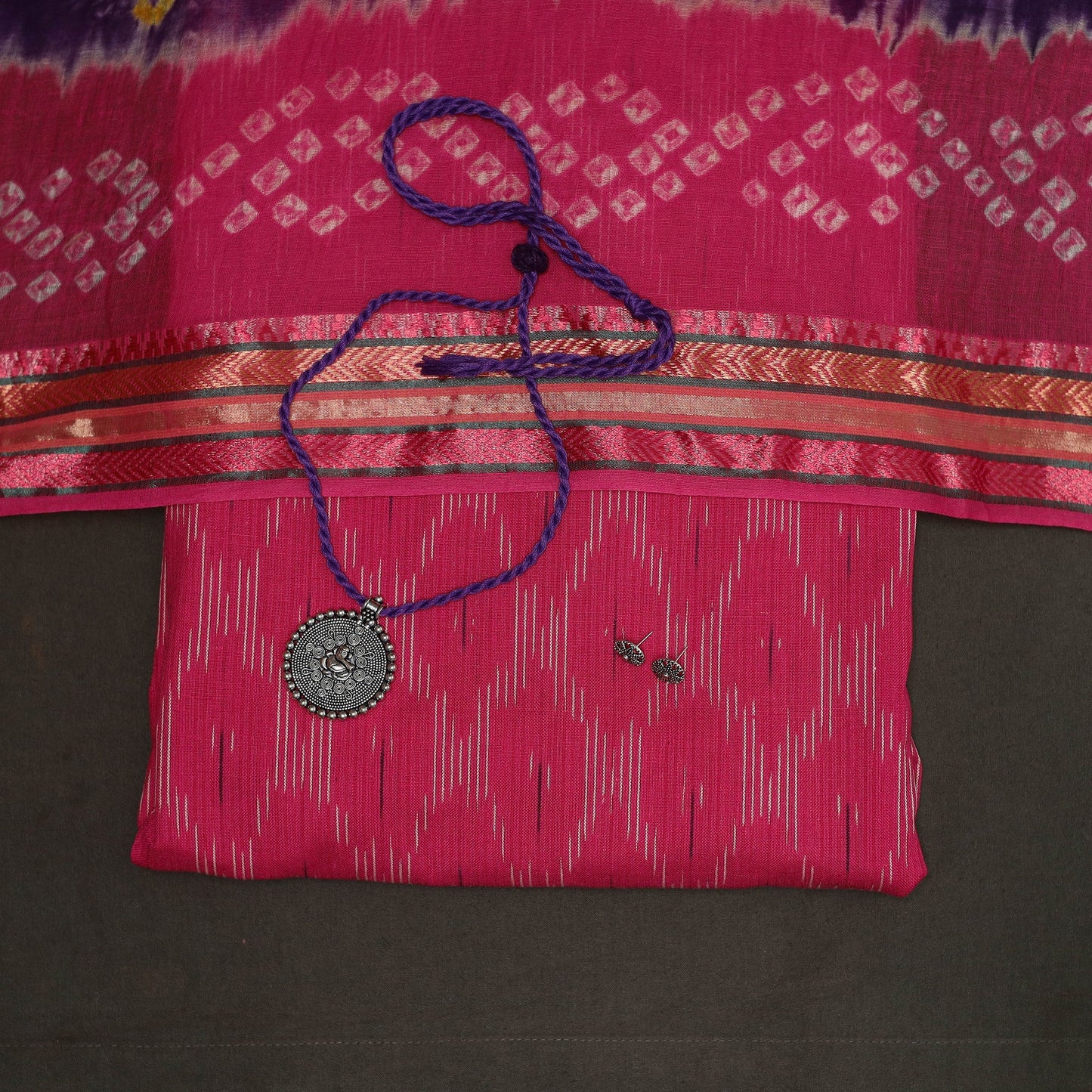 2pc cotton unstitched pochampally ikat dress material