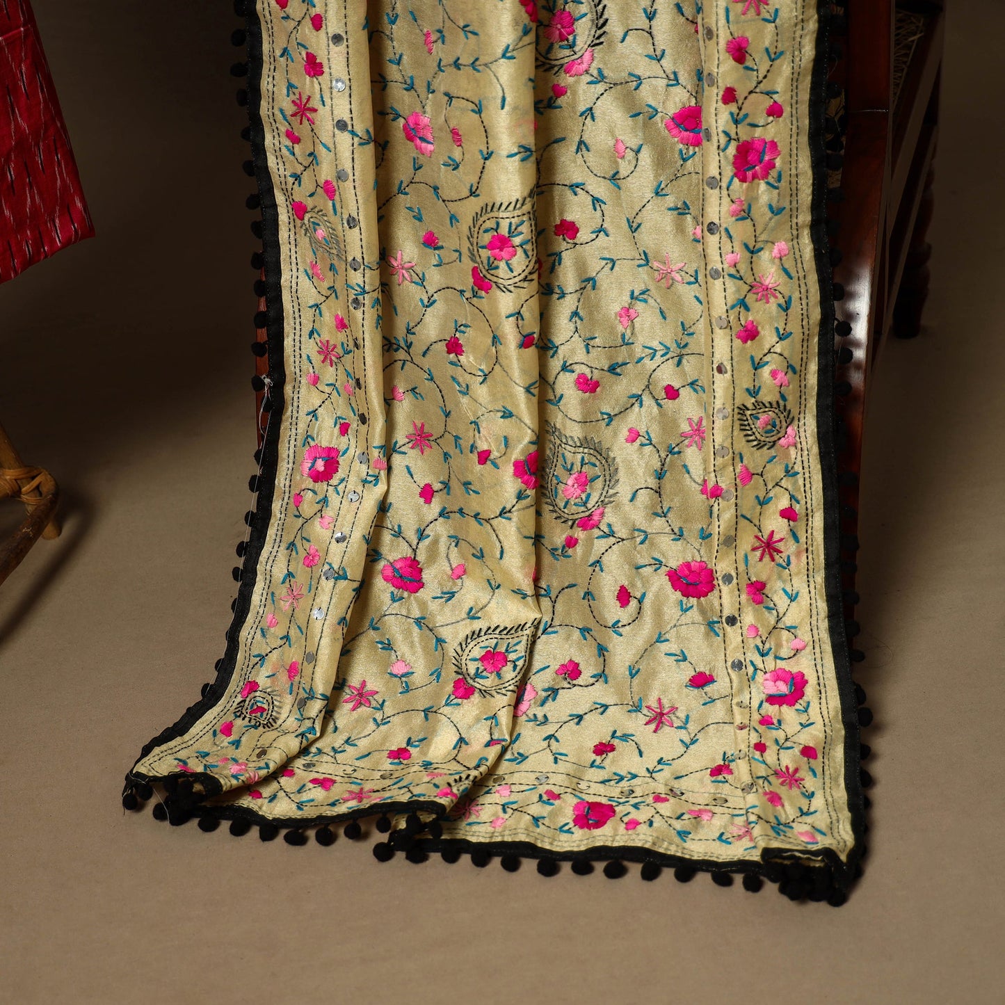 Pink - 2pc cotton unstitched pochampally ikat dress