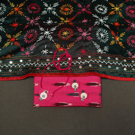 Pink - 2pc cotton unstitched pochampally ikat dress