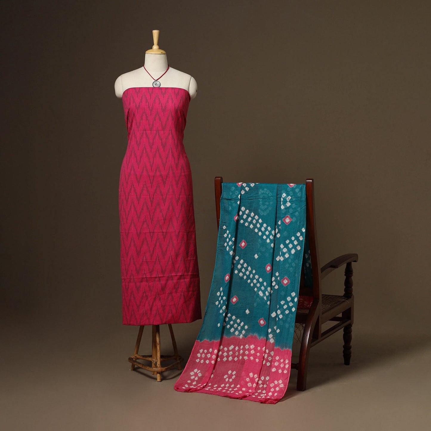 2pc cotton unstitched pochampally ikat dress material
