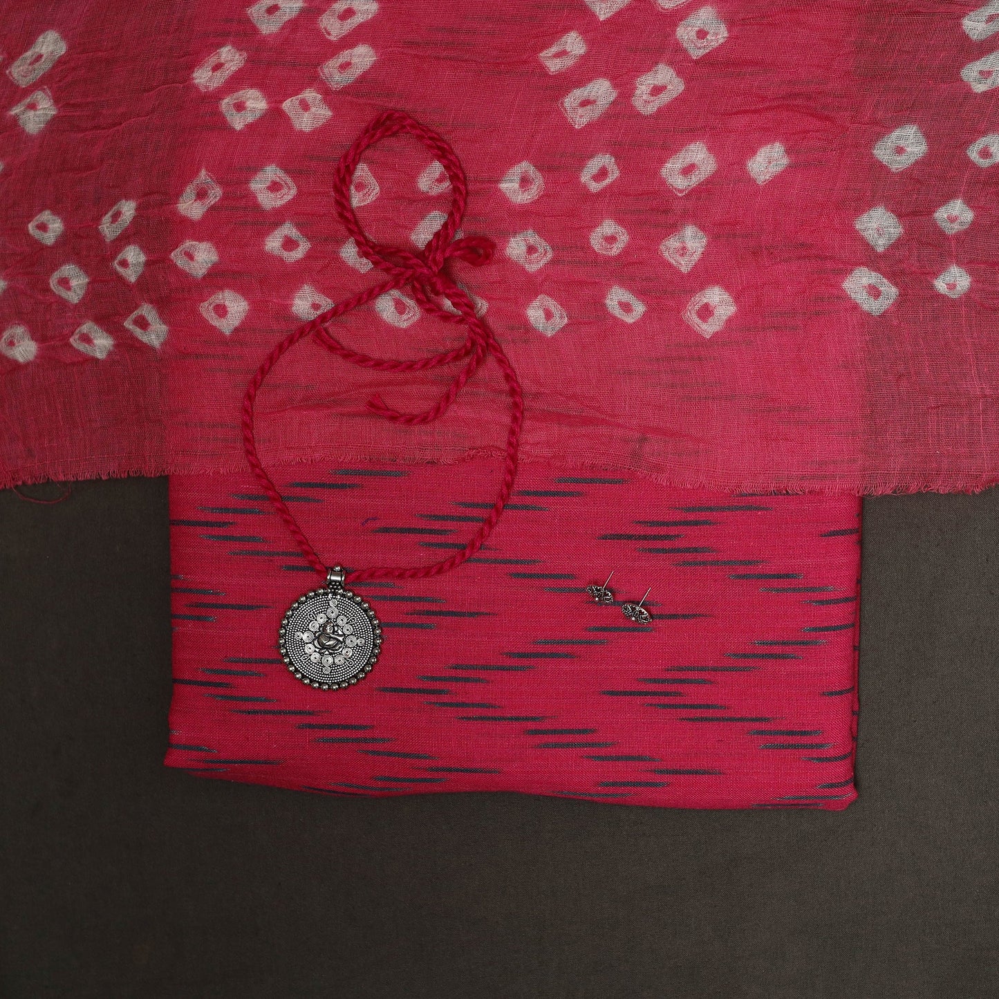 2pc cotton unstitched pochampally ikat dress material