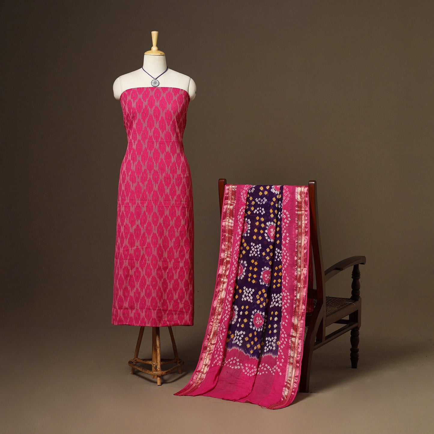 2pc cotton unstitched pochampally ikat dress material