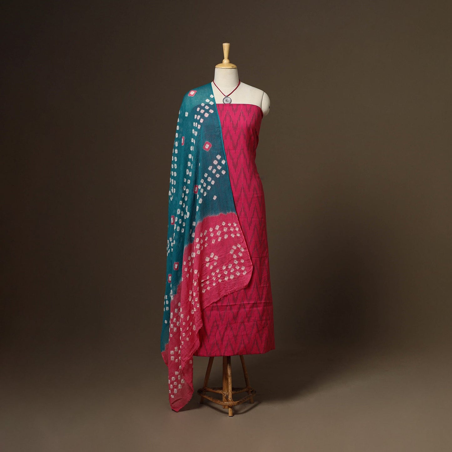 2pc cotton unstitched pochampally ikat dress material