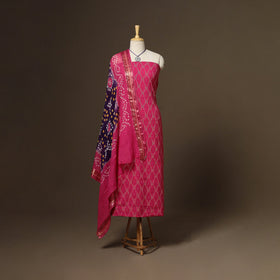 2pc cotton unstitched pochampally ikat dress material