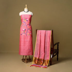 2pc handloom silk cotton unstitched phulia jamdani dress