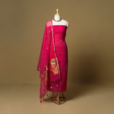 2pc handloom silk cotton unstitched phulia jamdani dress