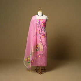 2pc handloom silk cotton unstitched phulia jamdani dress