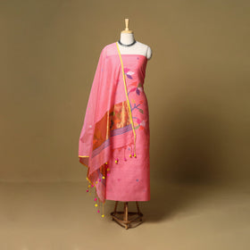 2pc handloom silk cotton unstitched phulia jamdani dress