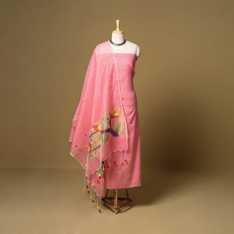 2pc handloom silk cotton unstitched phulia jamdani dress