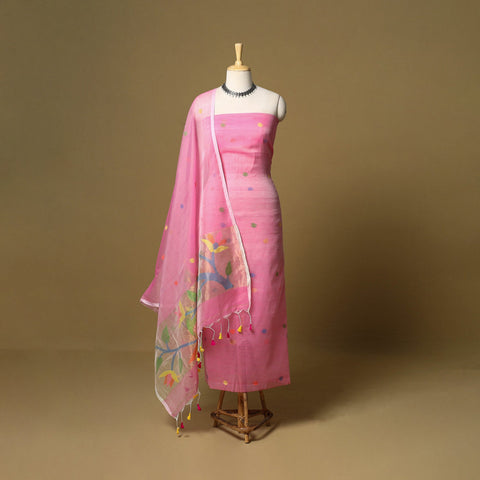 2pc handloom silk cotton unstitched phulia jamdani dress