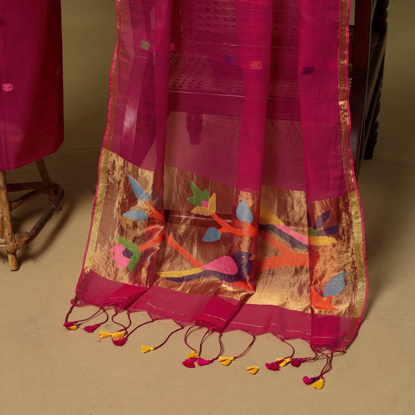 2pc handloom silk cotton unstitched phulia jamdani dress