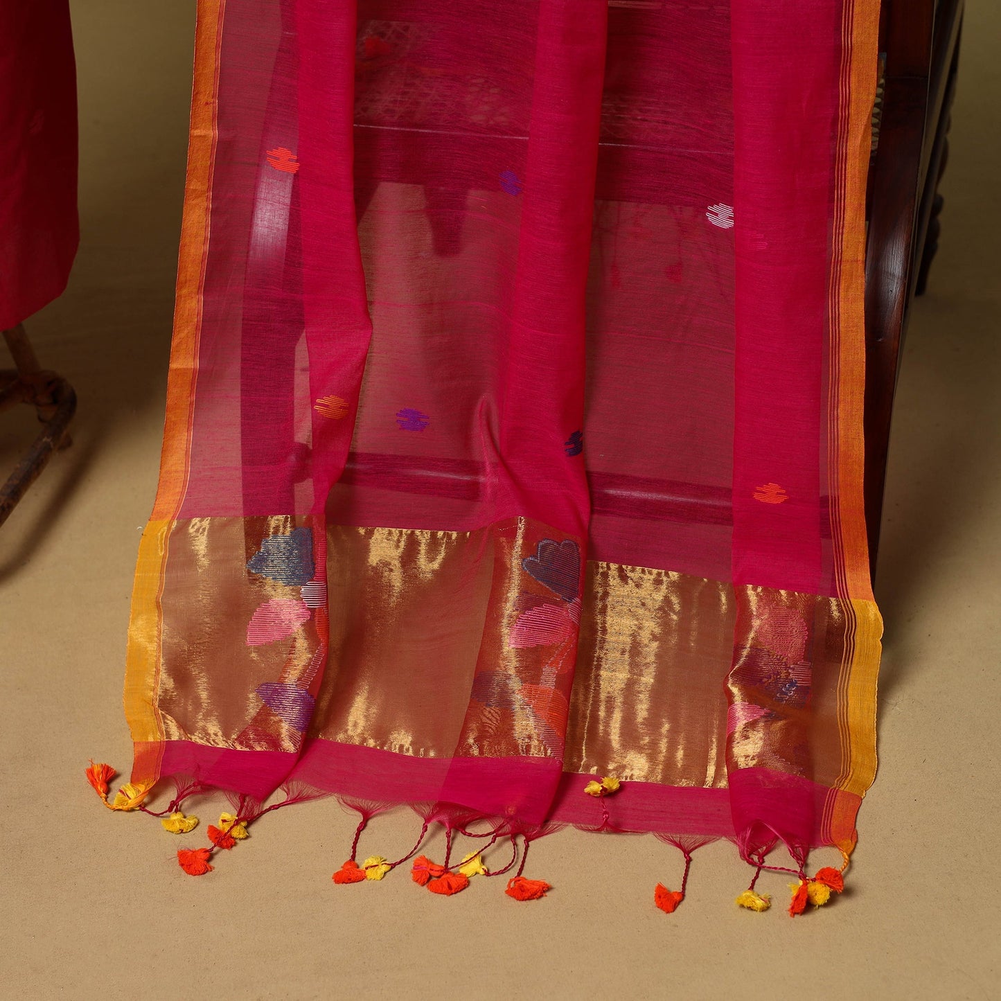 2pc handloom silk cotton unstitched phulia jamdani dress