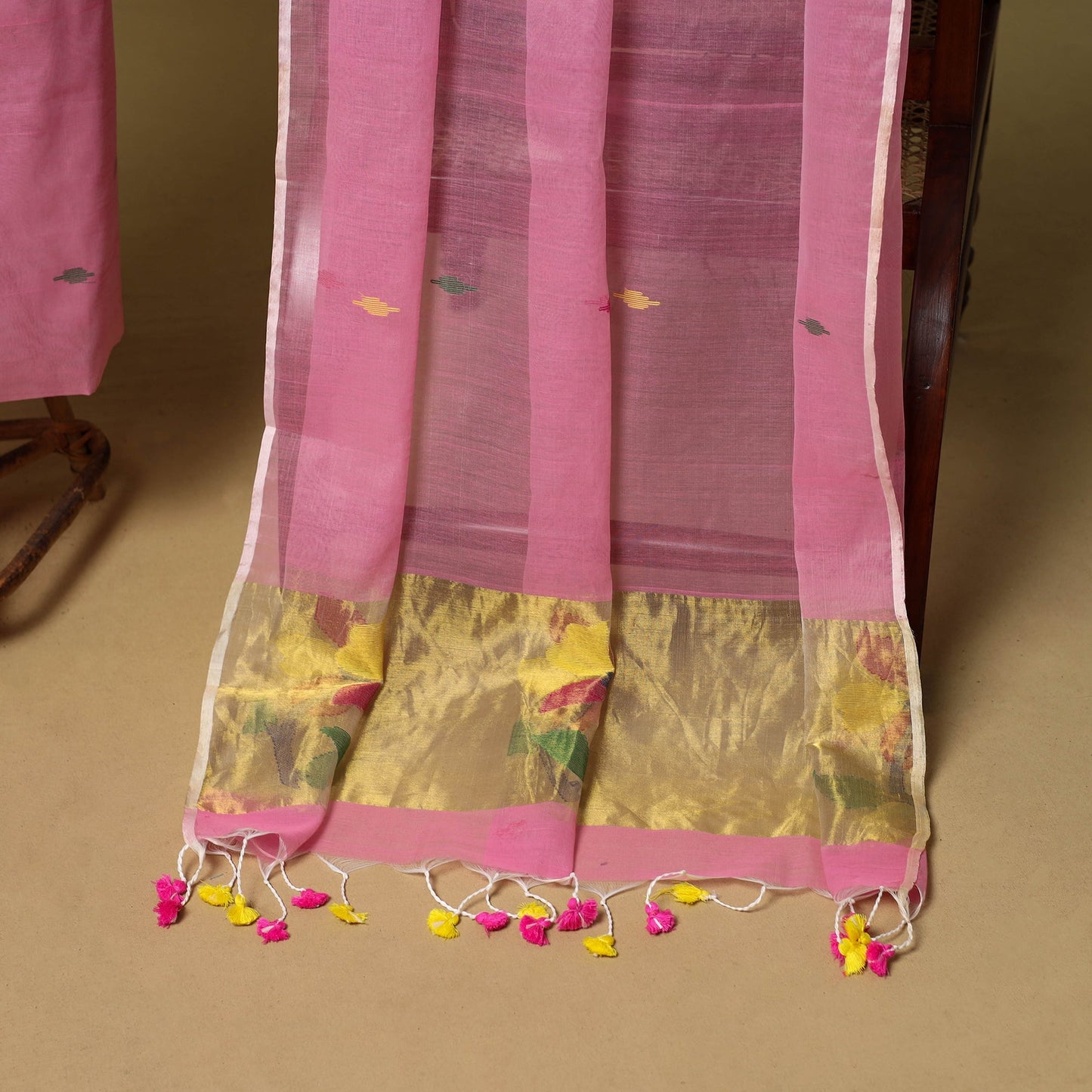2pc handloom silk cotton unstitched phulia jamdani dress