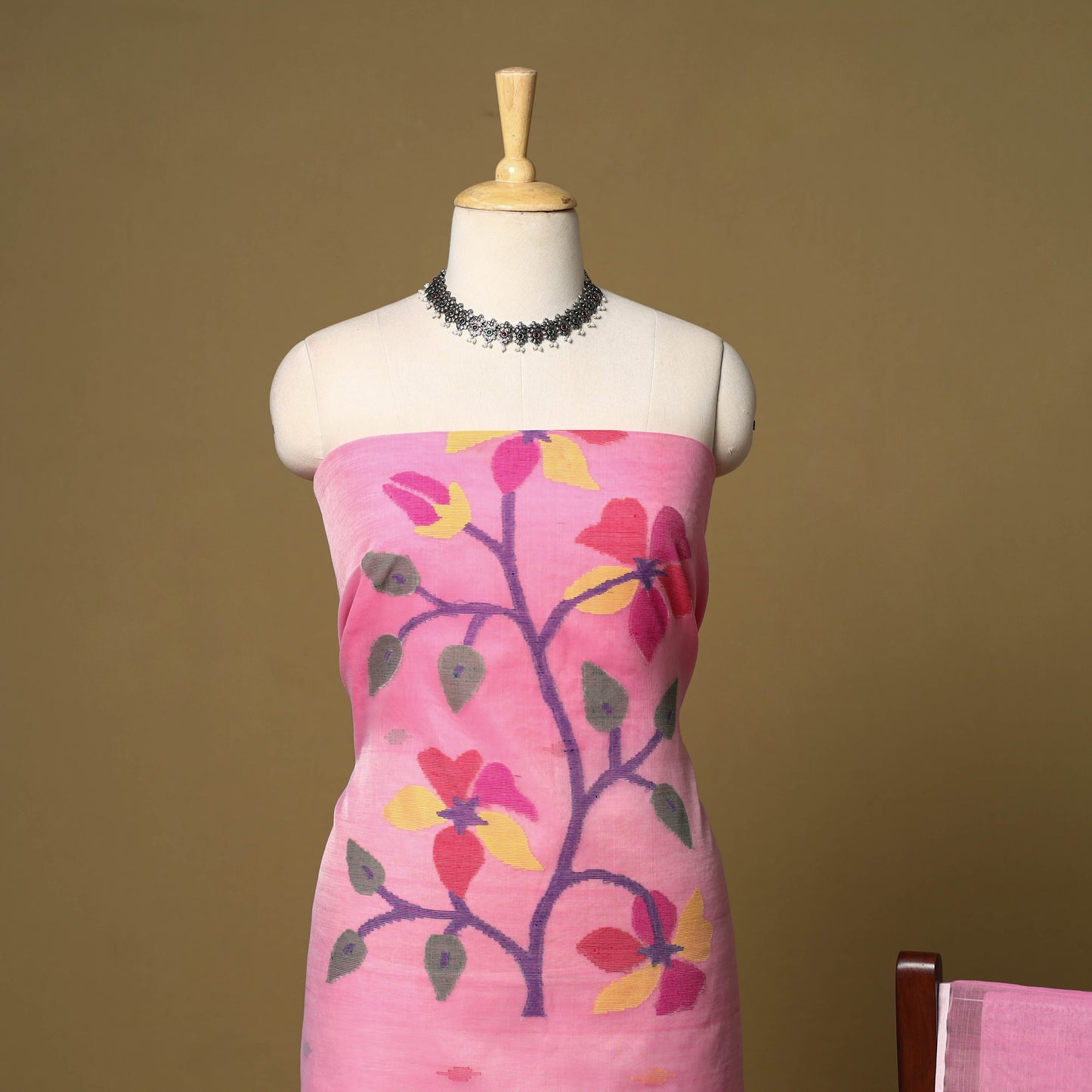 2pc handloom silk cotton unstitched phulia jamdani dress