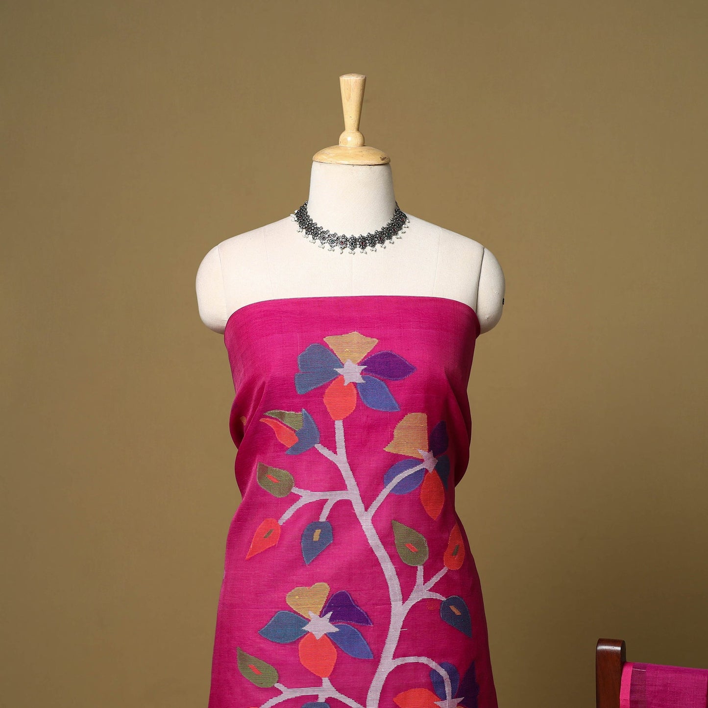 2pc handloom silk cotton unstitched phulia jamdani dress