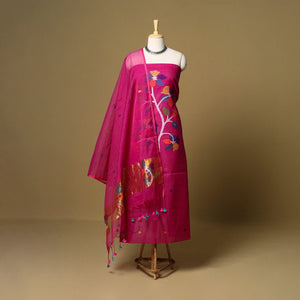 2pc handloom silk cotton unstitched phulia jamdani dress
