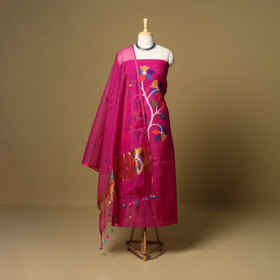 2pc handloom silk cotton unstitched phulia jamdani dress