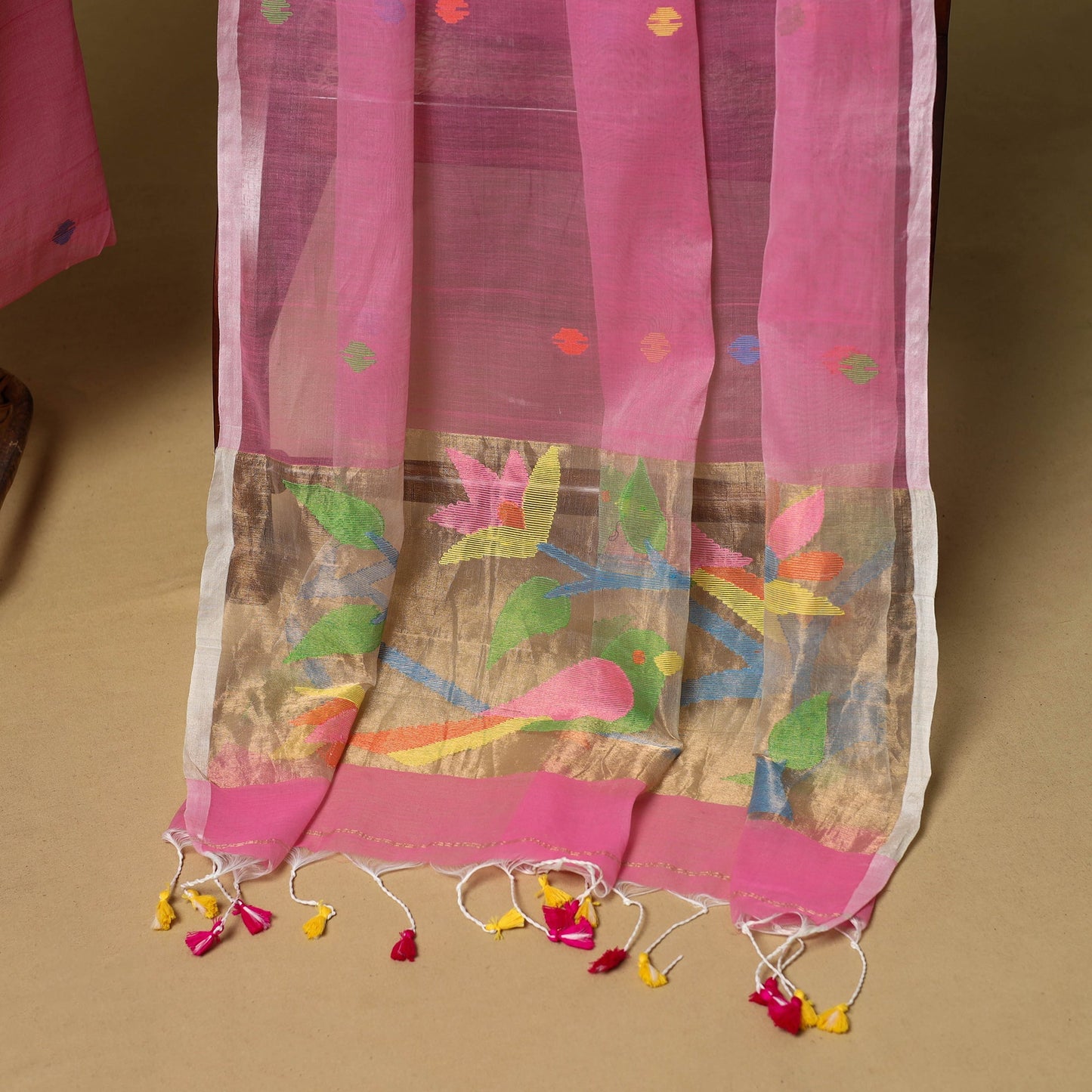 2pc handloom silk cotton unstitched phulia jamdani dress