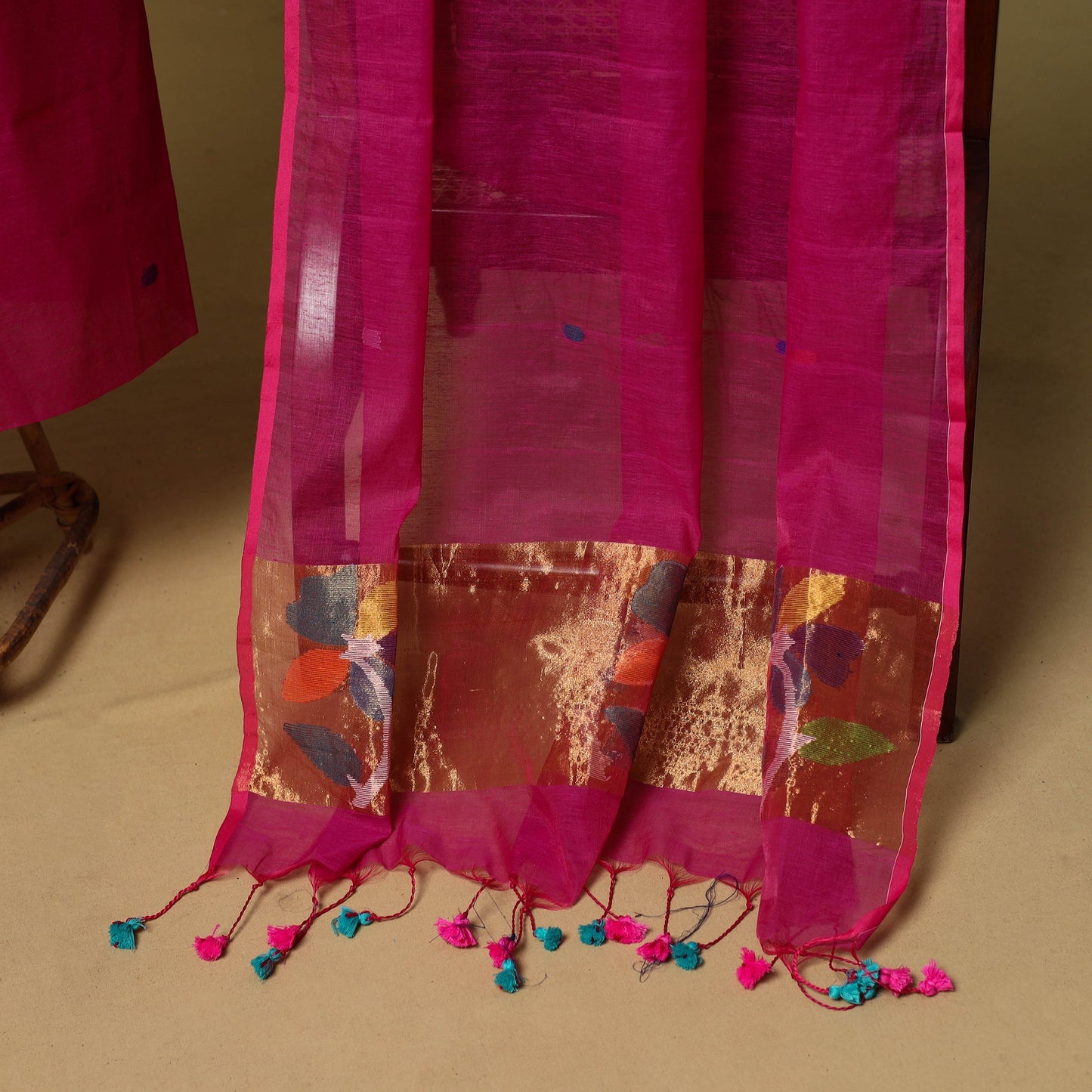 2pc handloom silk cotton unstitched phulia jamdani dress