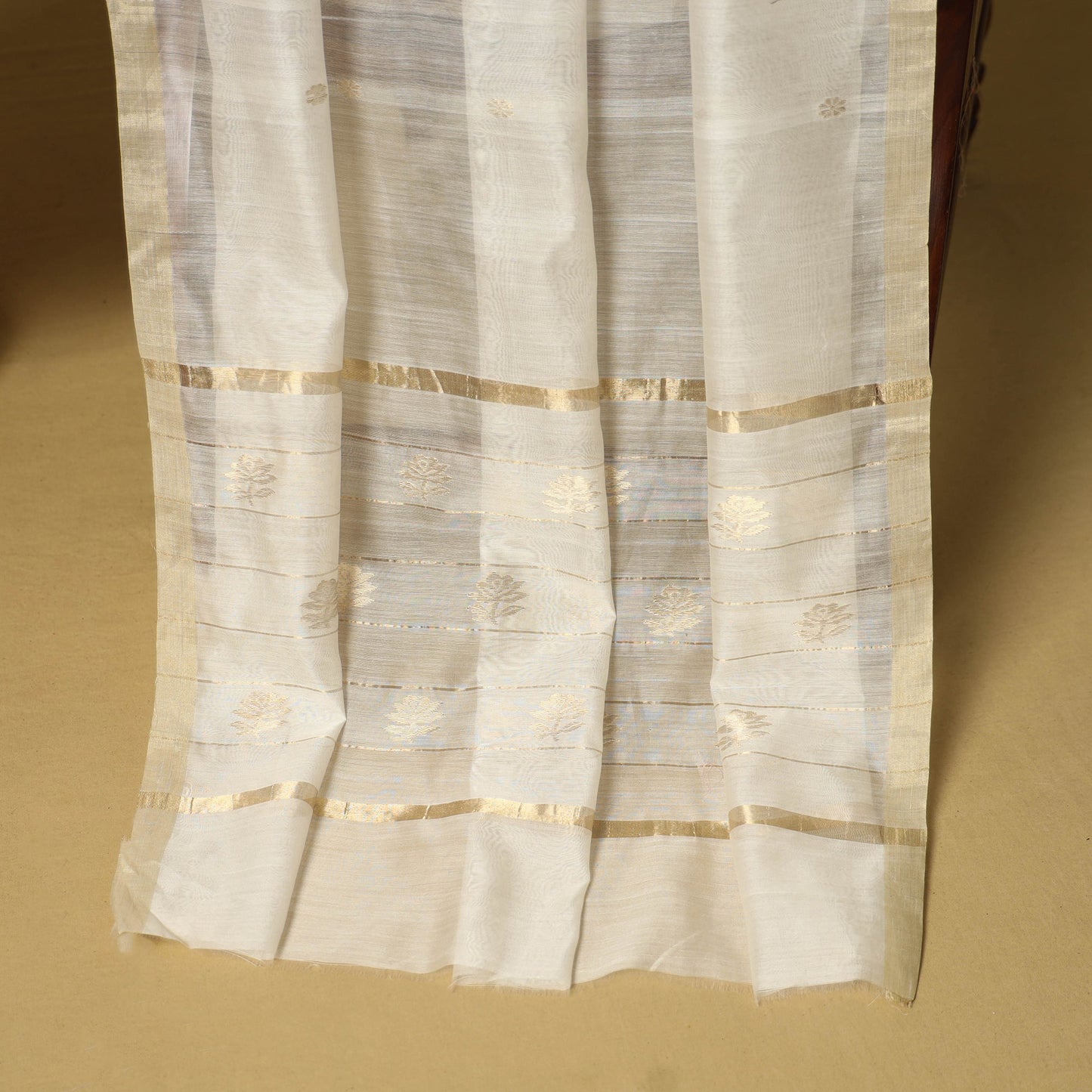 Pink - 2pc handloom zari buta unstitched chanderi silk