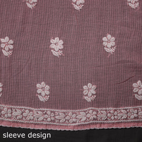Pink 2pc Kota Doria Cotton Lucknow Chikankari Dress Material 