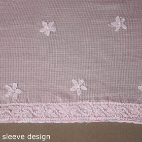 Pink - 2pc kota doria cotton unstitched lucknow chikankari