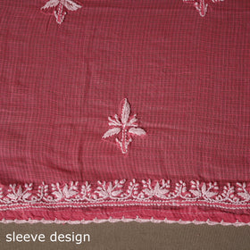 Pink - 2pc kota doria cotton unstitched lucknow chikankari